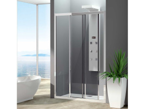 Алюминиевая и стеклянная нишевая душевая кабина с раздвижной дверью