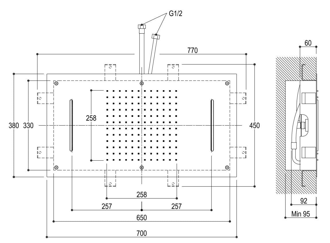 Встраиваемая потолочная душевая головка из нержавеющей стали Ritmonio 75A010 ARCH-00151603 - Вид №2