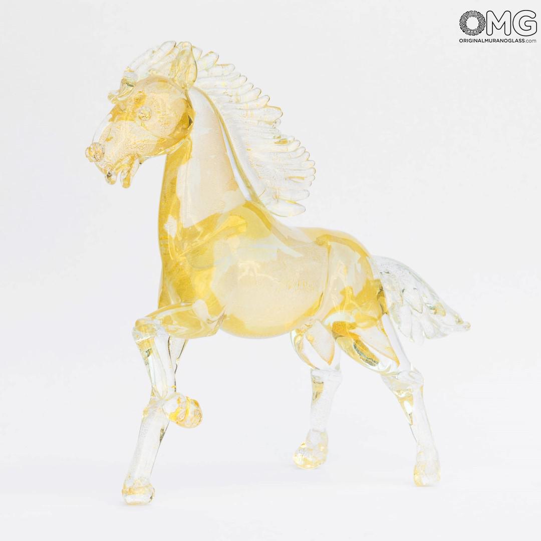 2285 ORIGINALMURANOGLASS Скульптура Золотая лошадь из муранского стекла 30 см  - Вид №1