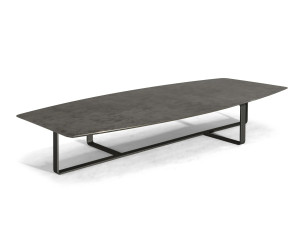 Низкий прямоугольный журнальный столик с столешницей из нержавеющей стали