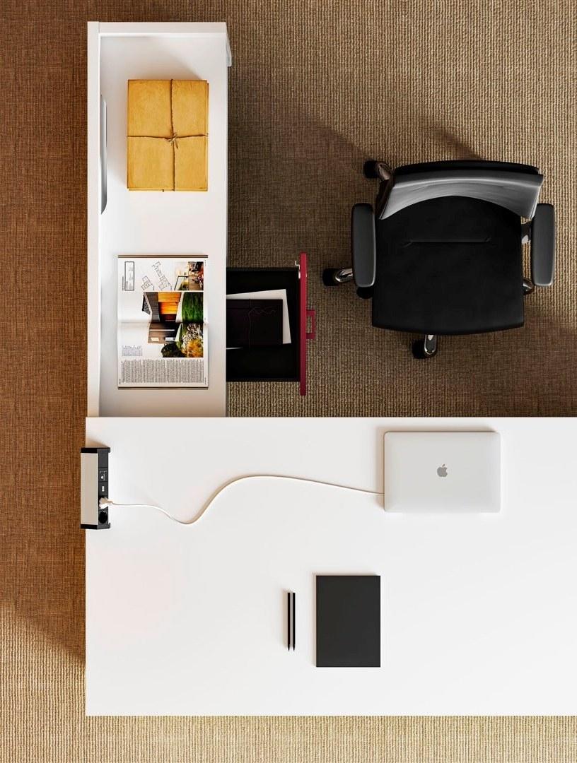 Las Mobili Офисный угловой стол в современном стиле со встроенной полкой Delta evo sun-id-1403928 - Вид №2