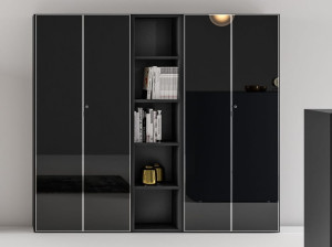 Офисный шкаф из лакированного стекла и дерева