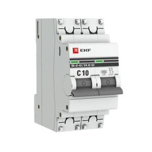 Автоматический выключатель EKF PROxima ВА47-63 2P C10 А 6 кА mcb4763-6-2-10C-pro 82421243 STLM-2099693