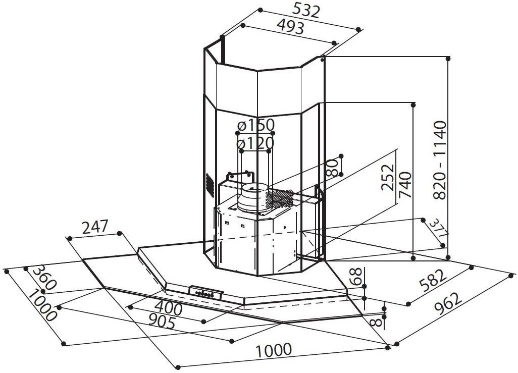 FABER Угловая вытяжка из нержавеющей стали и стекла со встроенной подсветкой sun-id-1503965 - Вид №3