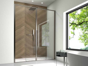 Алюминиевая и стеклянная нишевая душевая кабина с раздвижной дверью