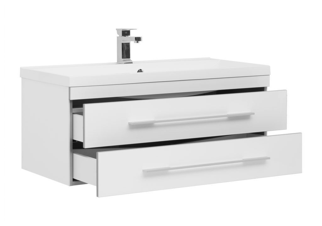Тумба с раковиной Aquanet Верона NEW 100 белый (подвесная 2 ящика) 0017538200204096 - Вид №1