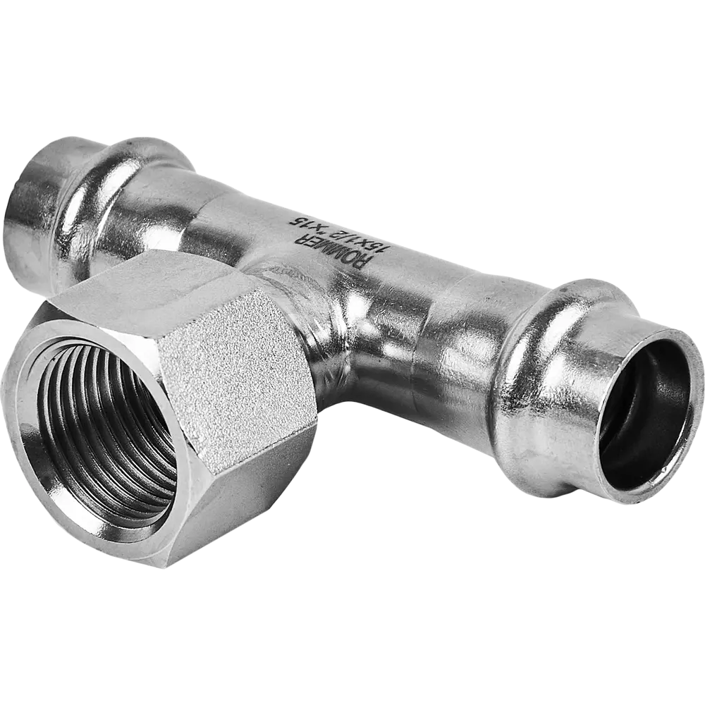 Тройник переходной Rommer 1/2"x15 мм ВПр-ВР нержавеющая сталь 88011348 STLM-2027603 