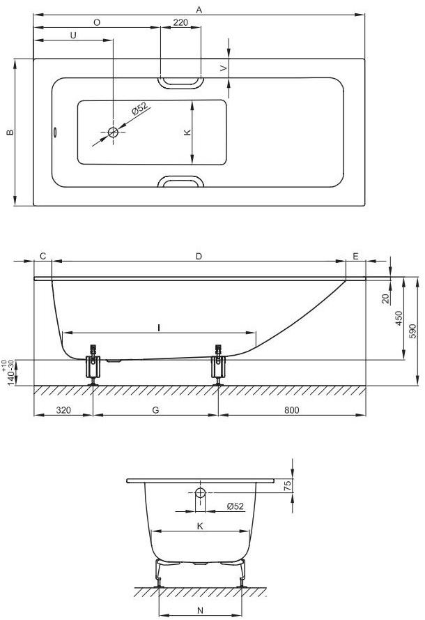 Bette Прямоугольная встроенная ванна Betteone 3323/3324/3325 - Вид №6