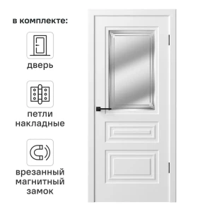 Дверь межкомнатная со стеклом Комфорт-3 70x200 см эмаль цвет белый с замком и петлями 89437719 STLM-2072126