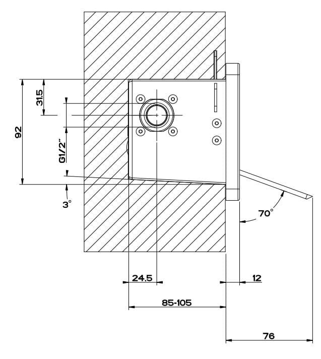 Стальная настенная насадка для душа с водопадом Gessi ARCH-00152486 - Вид №6
