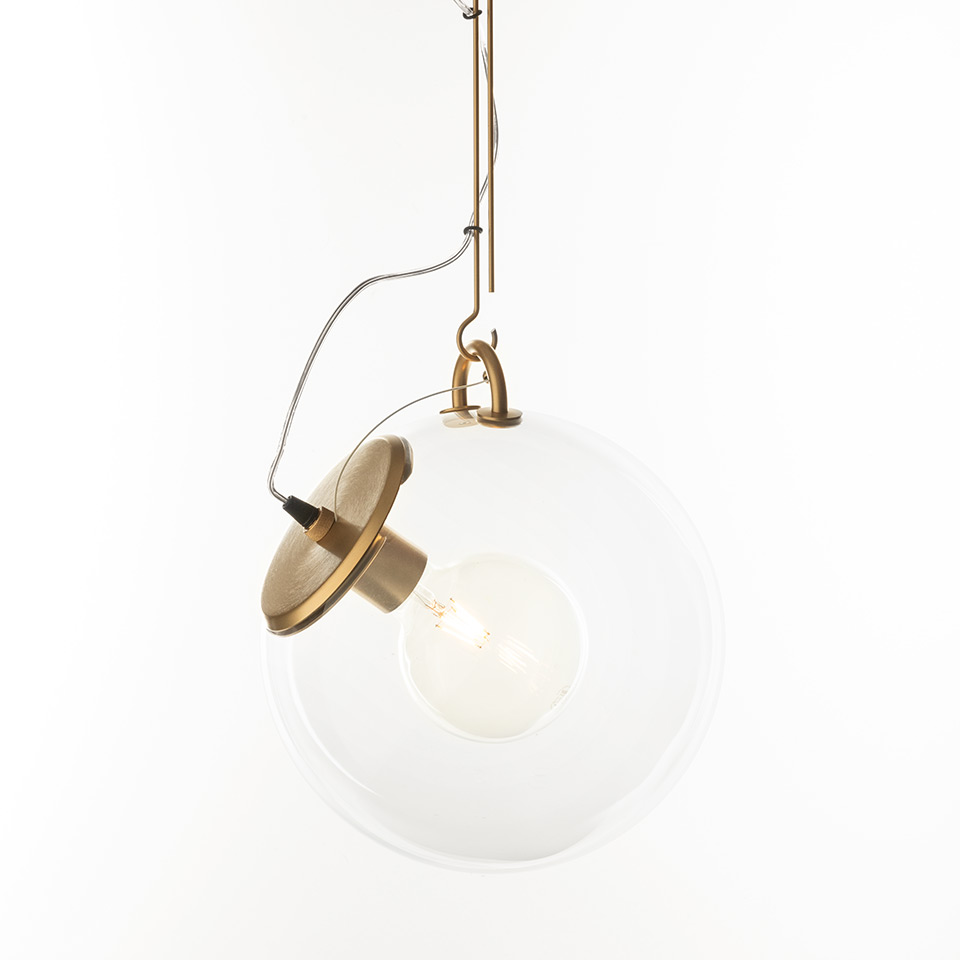 Светильник подвесной 100х30 см прозрачный Miconos satin brass A031010 ARTEMIDE ДИЗАЙНЕРСКИЕ 00-3882279 Золото;прозрачный  - Вид №1