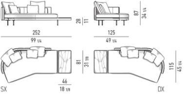 Minotti Наклонный диван с верхом Torii sun-id-1469319 - Вид №7