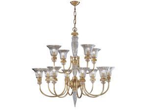 Атласная золотая люстра с украшением в виде кристаллов