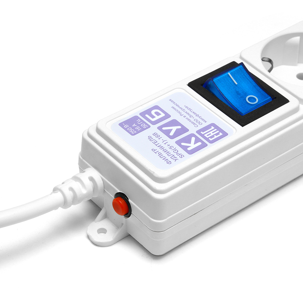 SPG(5+1)-16B-1.9M Surge protector power cube 1,9 m 6 outlets (white) 16a / 3,5kvt Электрическая мануфактура Santreyd  - Вид №1