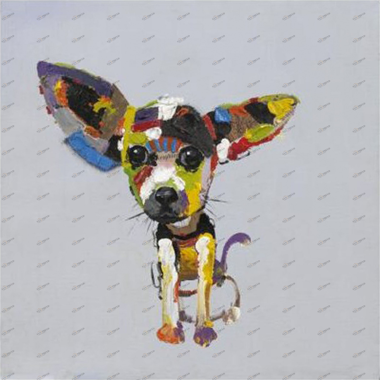 Картина на холсте 100х100 см "Собака слушает" EVENHOME КАРТИНЫ МАСЛОМ 129870 Бежевый;коричневый 