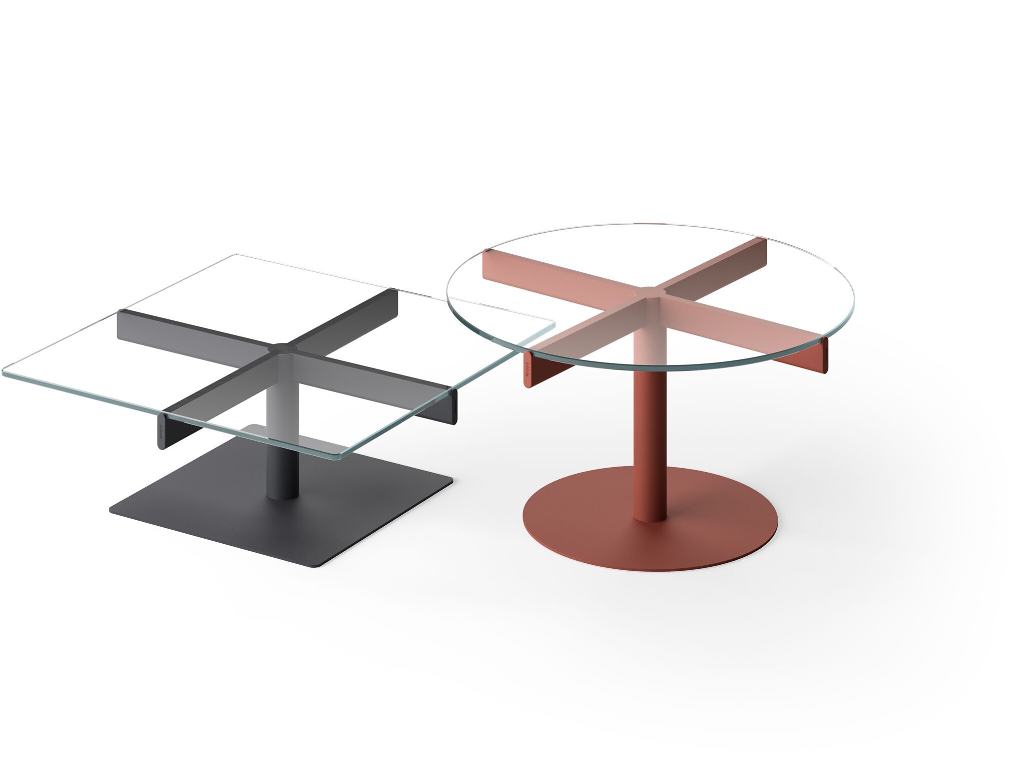 Стеклянный и металлический журнальный столик FANTONI Decumano ARCH-00145726 - Вид №1
