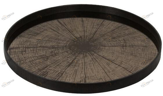 Ethnicraft Круглый поднос из дерева и стекла Classic 20407