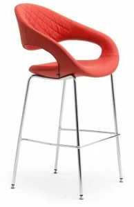 Leyform Высокий табурет из стали и кожи с подлокотниками Samba