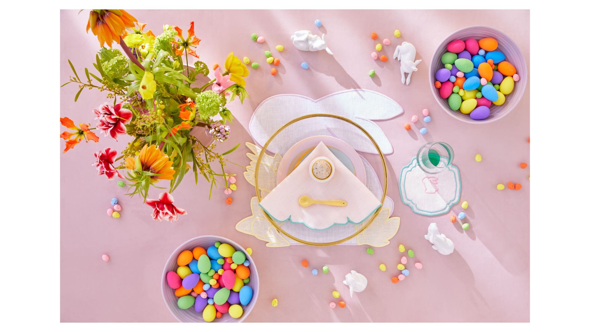 10677588 Truffle Bee Набор плейсматов Truffle Bee Easter Bunny Linen 40х43см, 2шт, бело-желтый, лен Ткань  - Вид №1