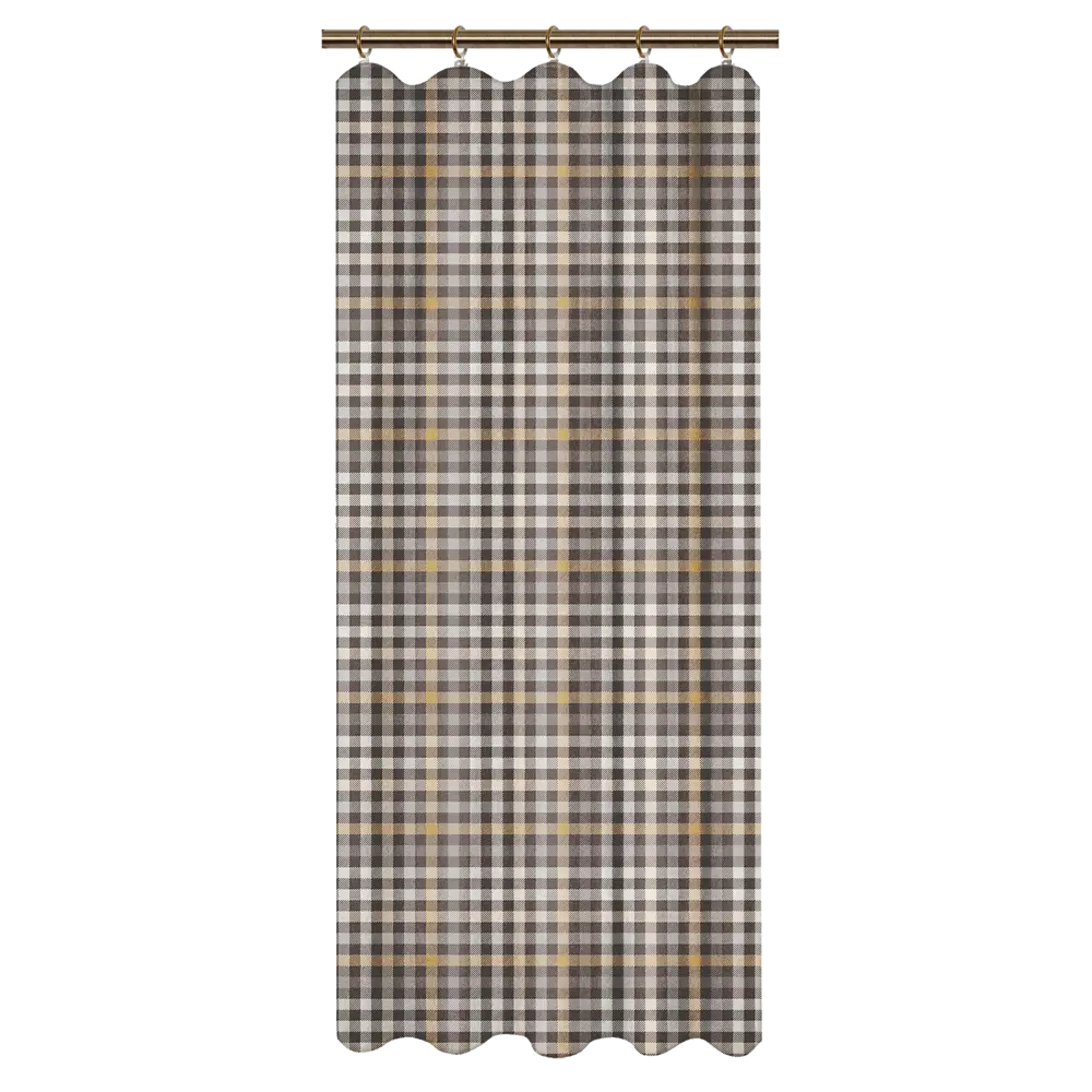 Штора на ленте для кухни Brown 145x180 см клетка цвет коричневый LINEN WAY STLM-2118559