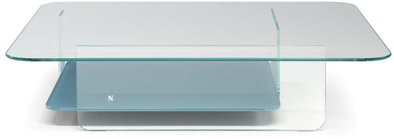 Natuzzi Прямоугольный стеклянный журнальный столик с журнальной полкой sun-id-1412820 - Вид №1
