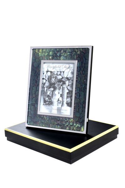 GWWD005 Зеленая фоторамка из перьев фазана и стекла 7 х 5 ijlbrown 