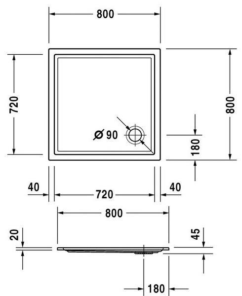 Duravit Поддон квадратный из акрила Starck 720114 - Вид №2