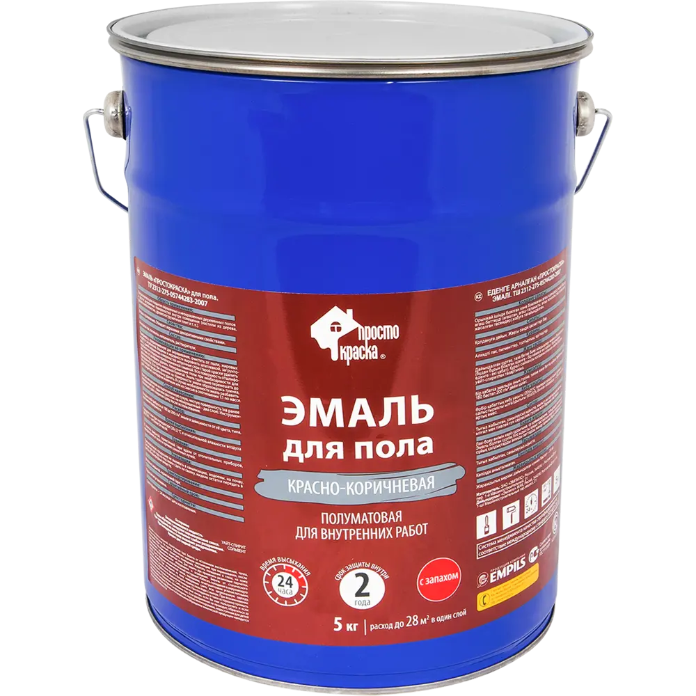 Эмаль для деревянных полов ПРОСТОКРАСКА красно-коричневая атласная 5 кг 82181085 STLM-0021312 - Вид №1