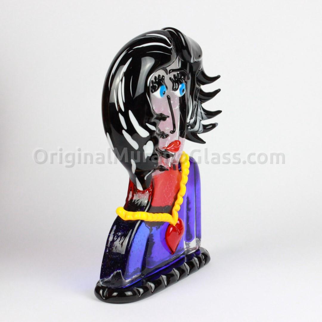 816 ORIGINALMURANOGLASS Скульптура Голова Женщины Брюнетки на ветру -Pop Art- по мотивам Пикассо - муранское стекло OMG 20 см PICASSO - Вид №1