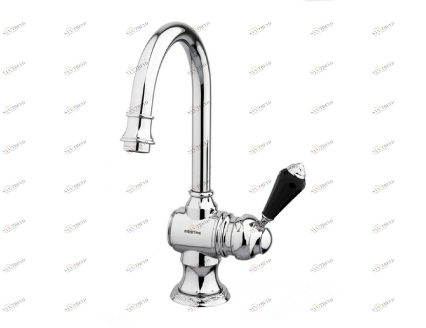 058203.FN0.50 Смеситель для умывальника с черным кристаллом Swarovski Яркий хром Mestre Adriatica