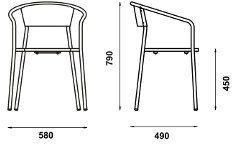 Adico Металлический садовый стул для ресторана с подлокотниками sun-id-1455391 - Вид №4