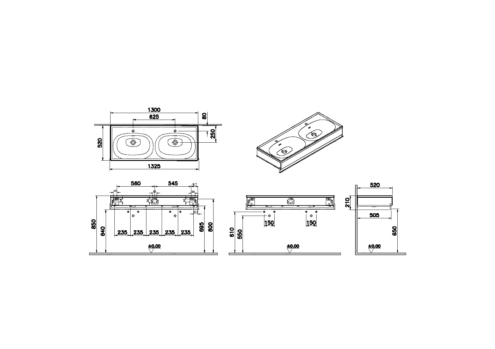 64097 Раковина Vitraglobal Equal - Вид №1
