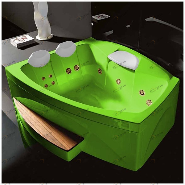 Ванна GRUPPO TREESSE Matrix Slim V7637-S большая с подголовником глубокая с гидромассажем салатовая с золотой фурнитурой STDV7637SZ