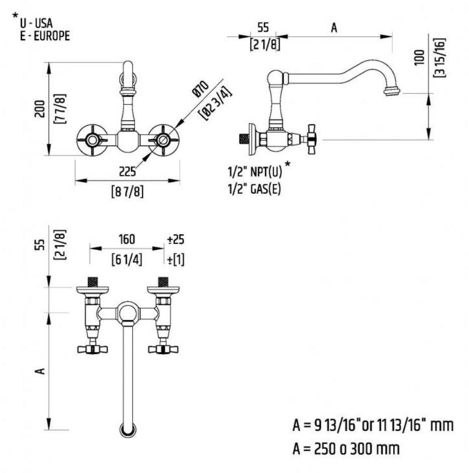 Officine Gullo Смеситель для кухни из латуни настенный с поворотным изливом sun-id-1401501 - Вид №3