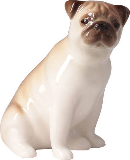 10586628 Императорский фарфоровый завод Скульптура "Мопс сидящий Ники" Фарфор твердый 