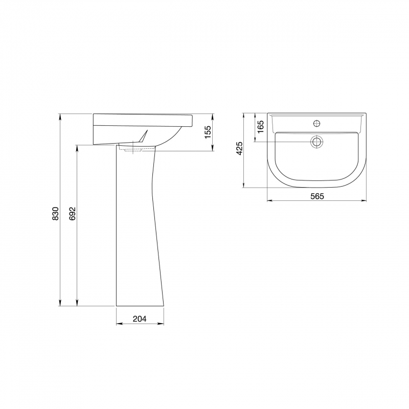 1.3115.5.S00.10B.0 Пьедестал для раковины прямоугольная SANTERI  - Вид №1