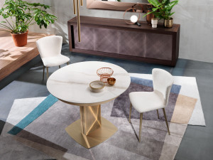 Квадратный металлический обеденный стол с керамической столешницей