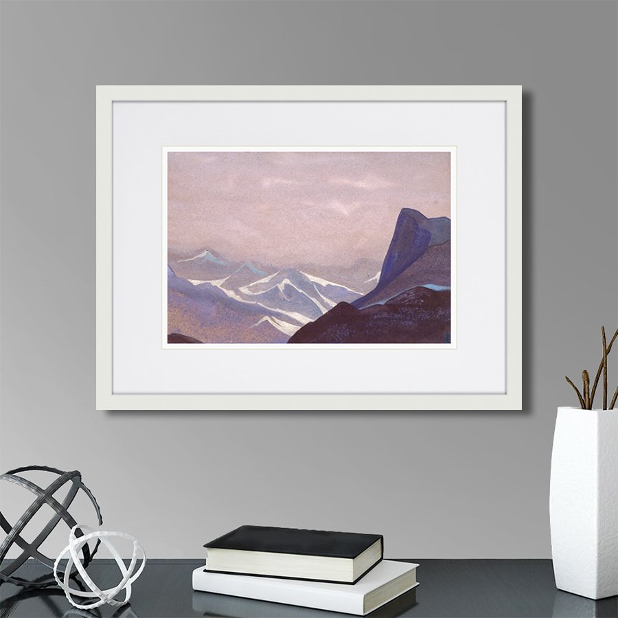 Картина в деревянной раме 42х32 см "Перевал Сугет, 1936 г." КАРТИНЫ В КВАРТИРУ  264839 Белый;розовый;разноцветный  - Вид №5