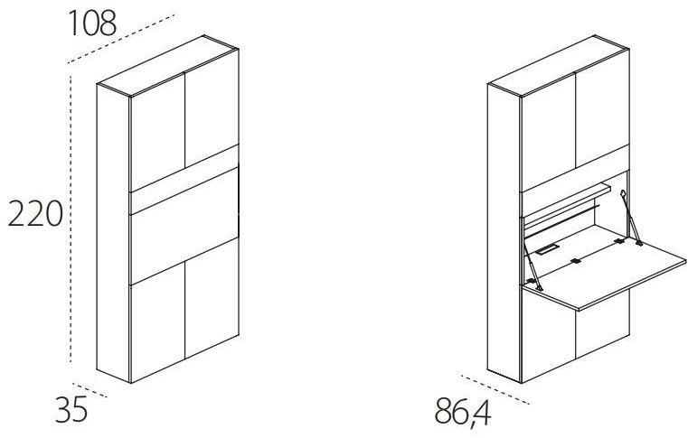 CLEI Самонесущая стенка из лакированного меламина с письменным столом Home office sun-id-1490283 - Вид №6