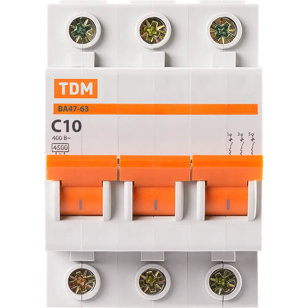 Автоматический выключатель TDM Electric ВА47-63 3P C10A для защиты электроцепей 84399516 STLM-0049289 - Вид №1