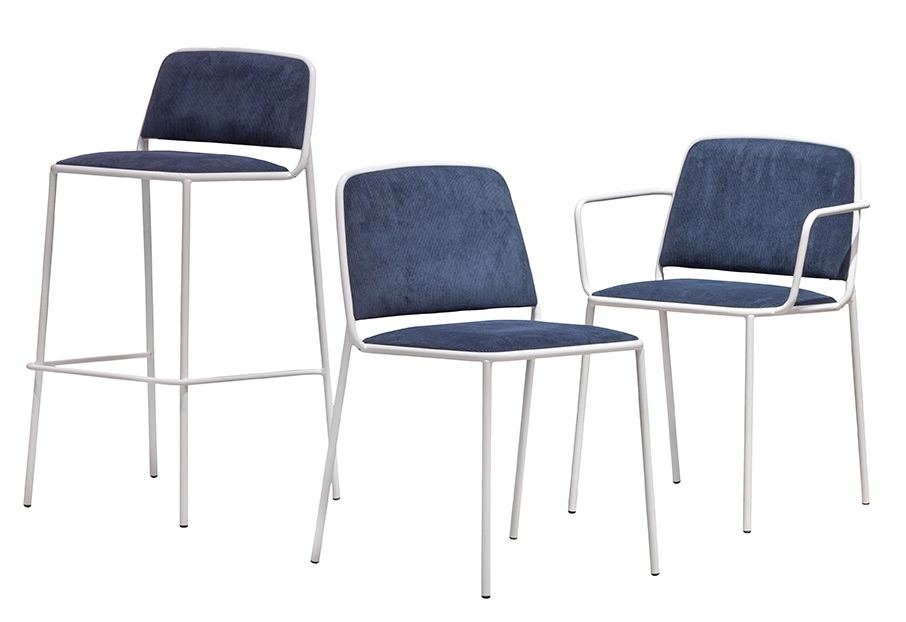 Ring 672 Барный стул со стальным каркасом, 4 ножки. Сиденье и спинка мягкие. Et al. Ring - Вид №3