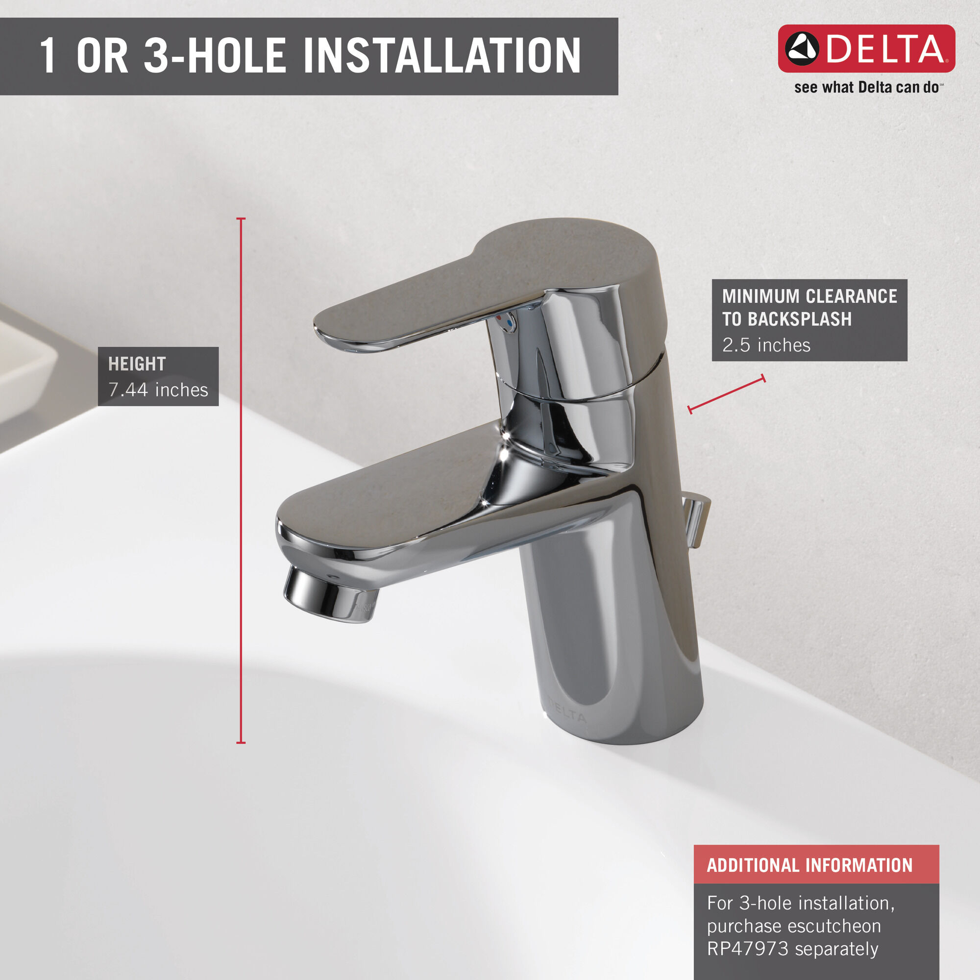 573LF-PP Смеситель для ванной Project-Pack с одной ручкой Delta Faucet Modern Хром - Вид №1