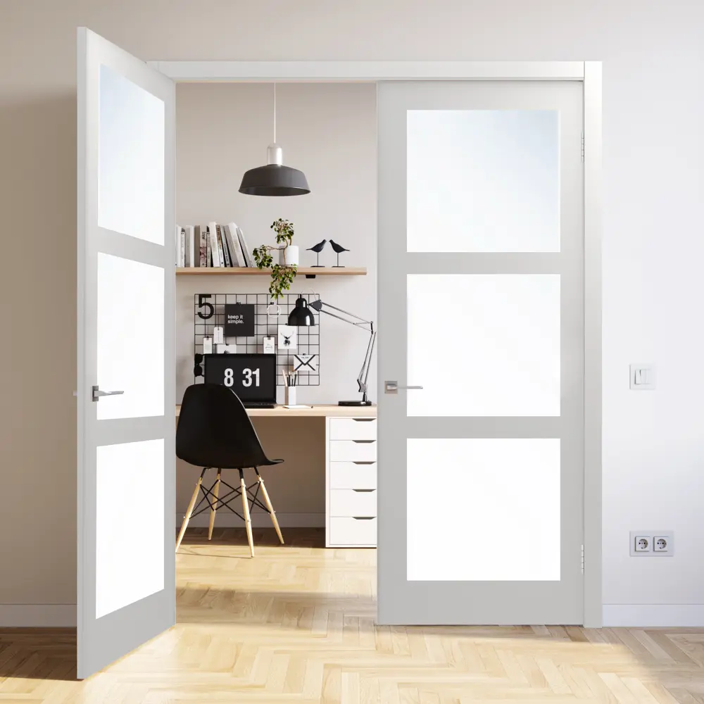 Дверь межкомнатная со стеклом Британия 70x200 см эмаль белый с замком BELWOODDOORS STLM-2132124 - Вид №6