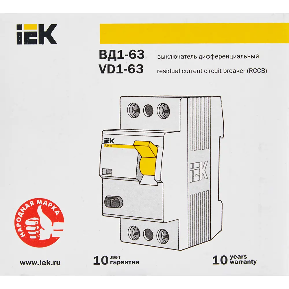 УЗО IEK ВД1-63 2Р 63 А 300 мА 4.5 кА AC 84284609 STLM-2156574  - Вид №5