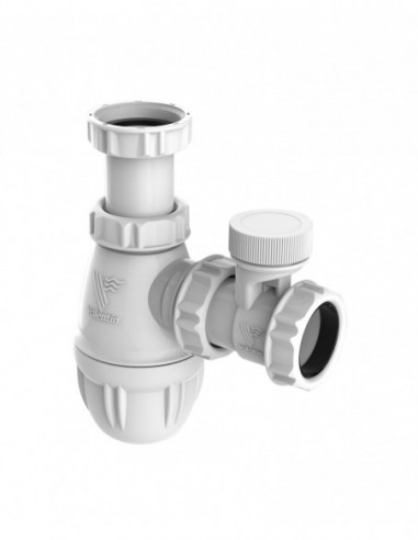 612900 001 00  Сифон для умывальника с антивакуумным клапаном, регулируемый 50/106 мм, выход Д. 32 мм, белый Valentin Белый  - Вид №1