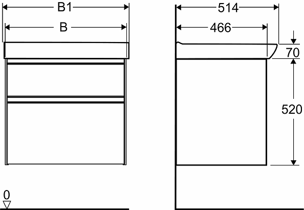 42644 Комплект мебели IFO Sense, с двумя ящиками, Ш = 900 мм, Ш1 = 922 мм, белый  - Вид №3