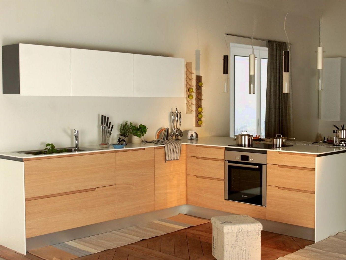 Деревянная кухня с полуостровом Deodara ущелье ARCH-00124659