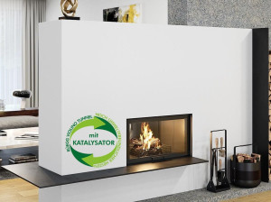 Двухсторонний дровяной камин с каталитическим фильтром
