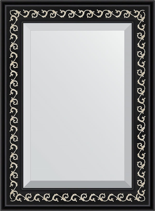 BY 1125 Зеркало с фацетом в багетной раме - черный ардеко 81 mm EVOFORM Exclusive