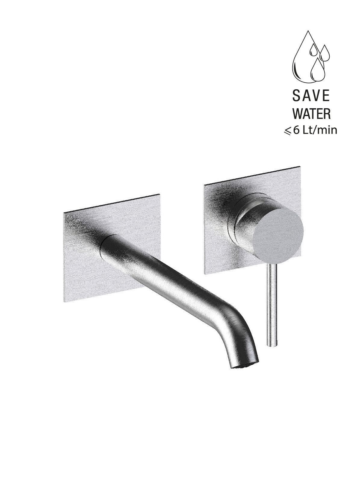 Однорычажный настенный смеситель для раковины из нержавеющей стали с 2 отверстиями Rubinetterie Frattini Pepe XL 316 ARCH-00090404 - Вид №5